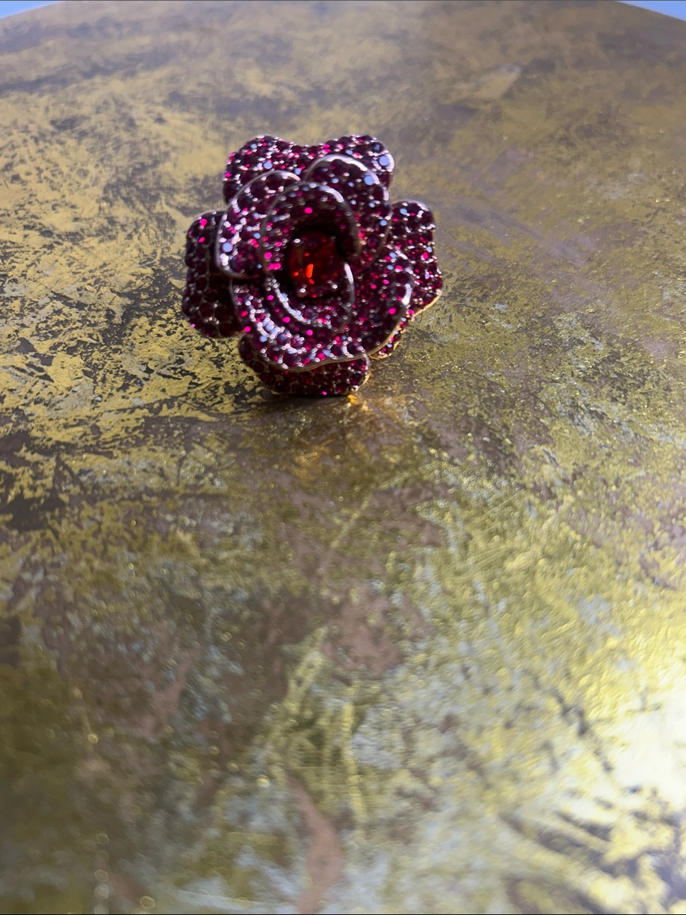kate spade Pink Crystal Floral gold plated ring